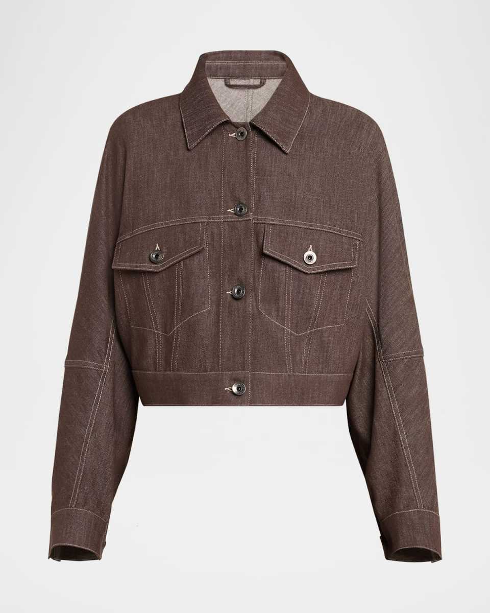 Denim Button Front Cropped Jacket
